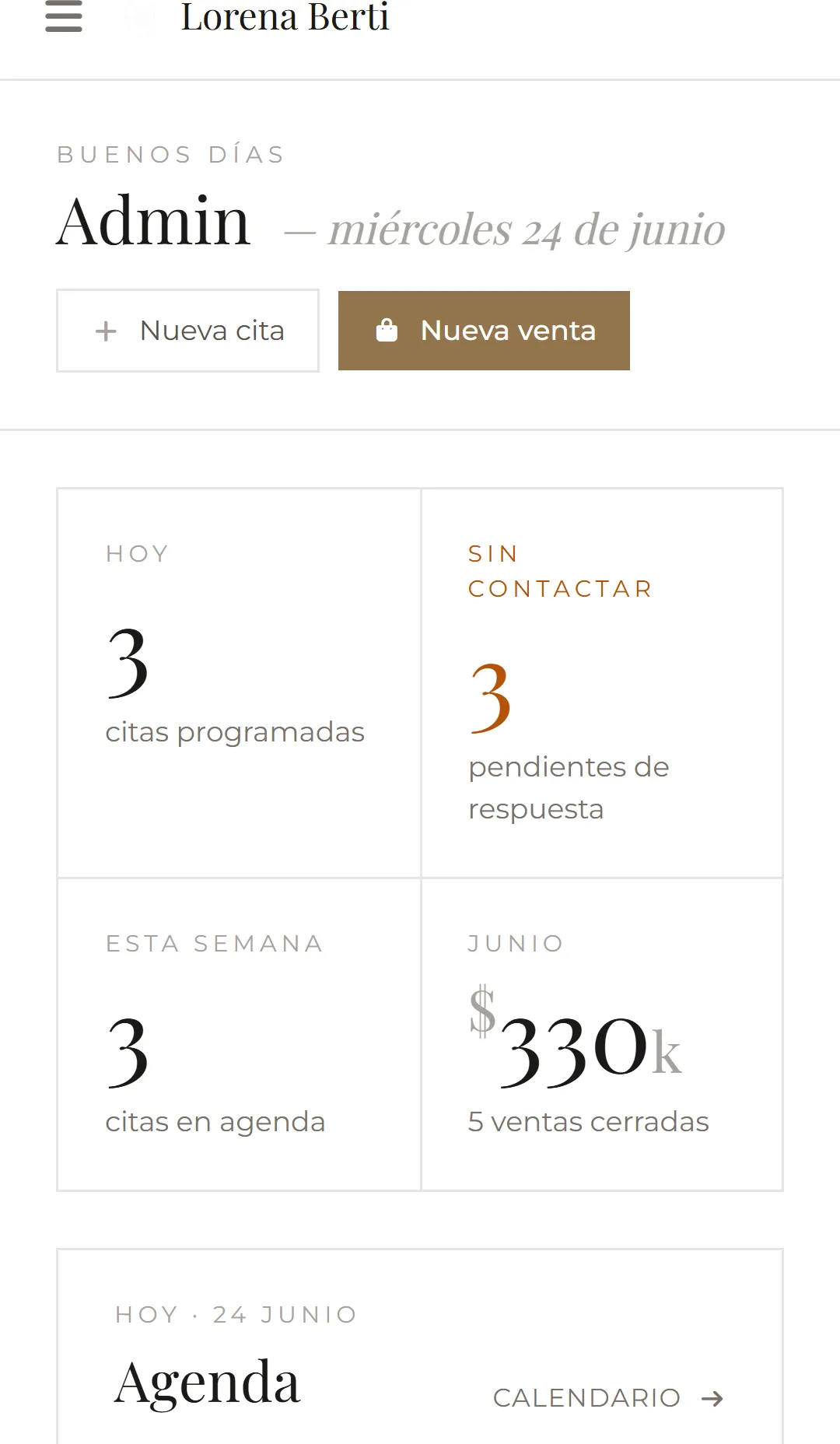 El panel del atelier en el celular