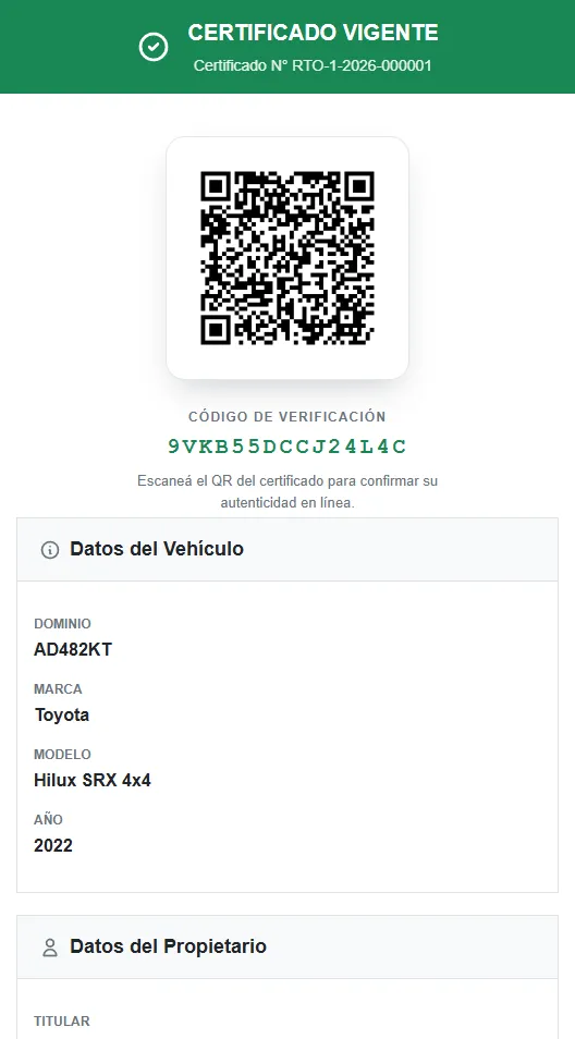 Verificación pública de un certificado